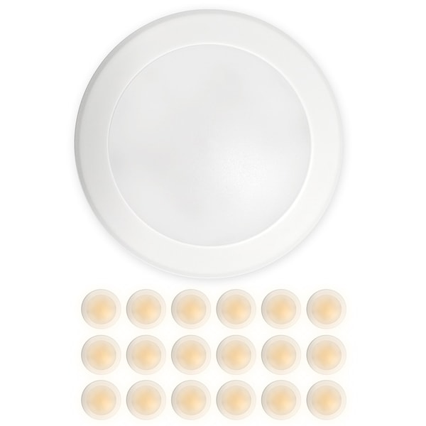 Nuwatt 5/6" LED Flush Mount Ceiling Light, Dimmable Retrofit Disk Recessed Lighting Fixture, 2700K, PK24 NW-R-DSK-6-15W-27K-24P - main